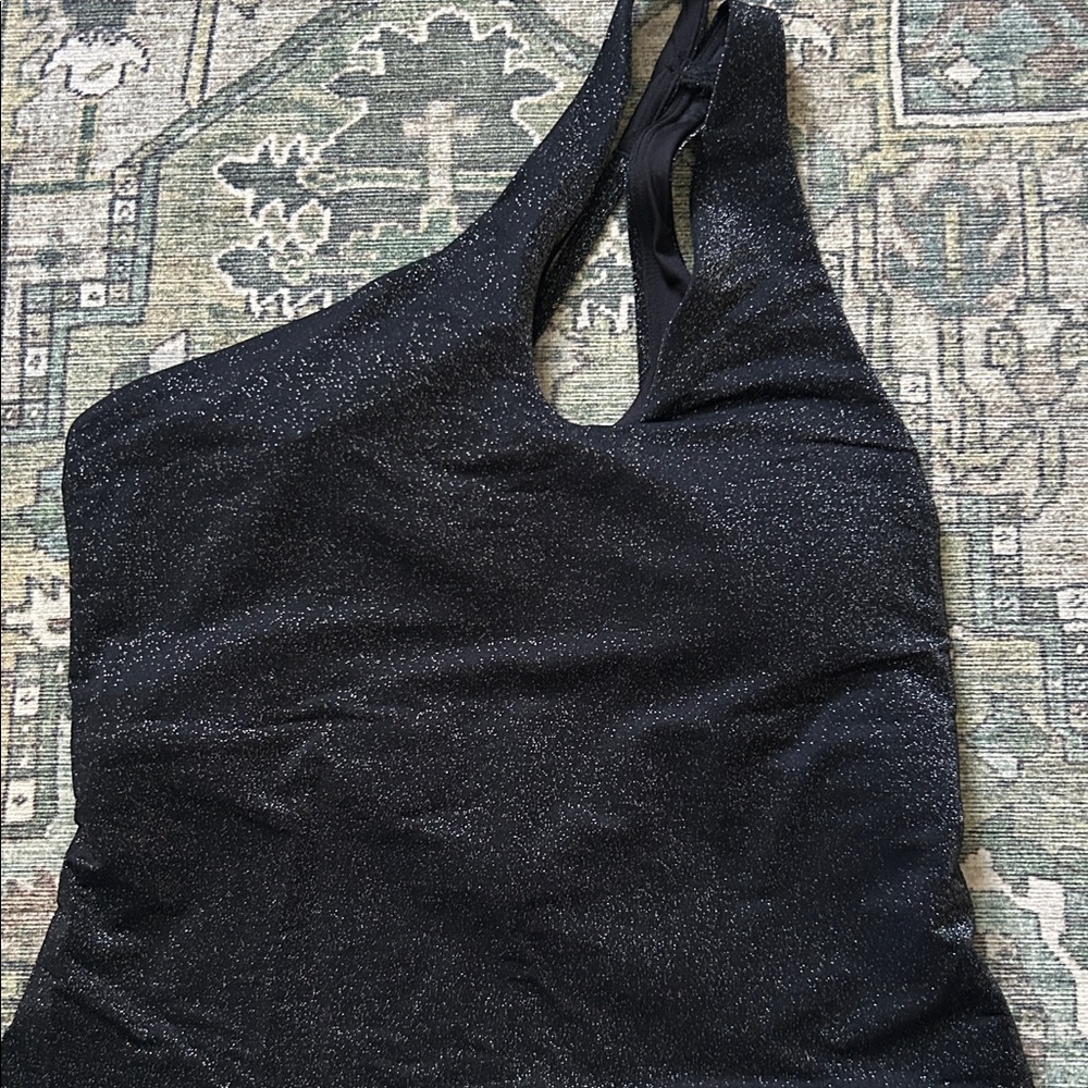 Old Navy Black One Shoulder Shine Swimsuit Women's Large - Picture 7 of 10